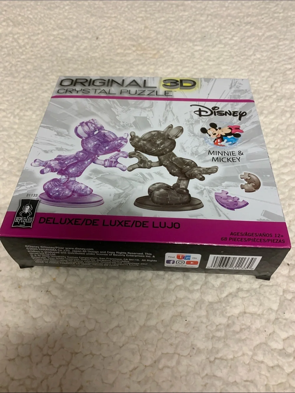 Disney Minnie & Mickey Mouse kissing 3D Crystal Puzzle Bedazzled NEW Love sign
